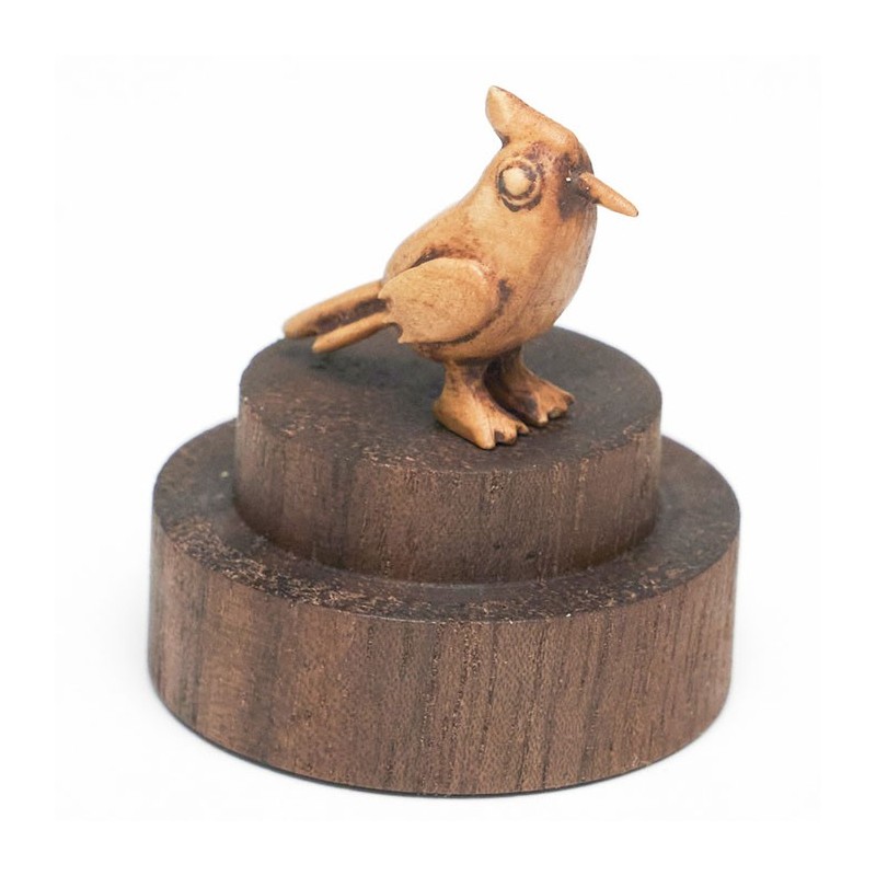 木彫り置物 ミニチュアキツツキ木彫｜16mm高品質ブクシ＆ブラックウォールナット