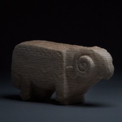 Miniature Carved Wood Sheep Handmade Natural Art