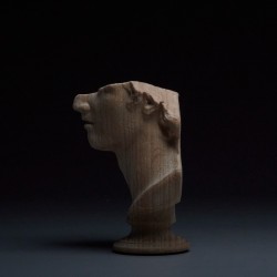 Statue en Bois Miniature Tête de Jeune Homme Déconstruite
