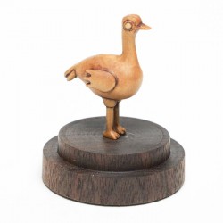 Autruche Miniature en Bois｜40mm Sculpture Buis Imperméable avec Dôme