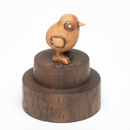 Miniatur-Holzküken-Kunstskulptur – 13mm Premium Buchsbaum mit Vintage-Finish